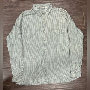 Intrinsic Men's Blue Mini Check Button Up Shirt Contrast Collar L